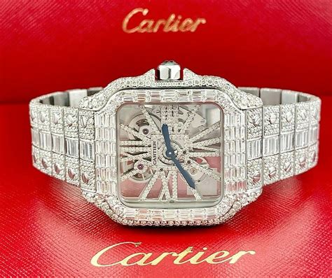 iced out cartier skeleton watch